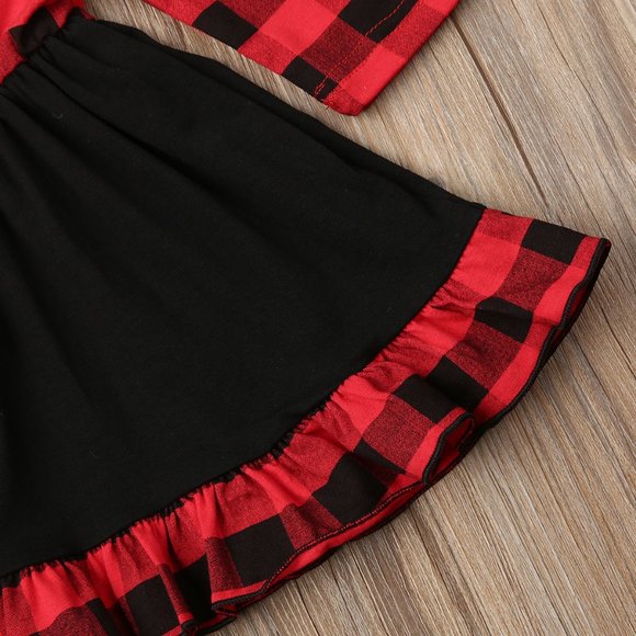 Christmas Buffalo Plaid Girls Red Dress - Picture 3 of 6